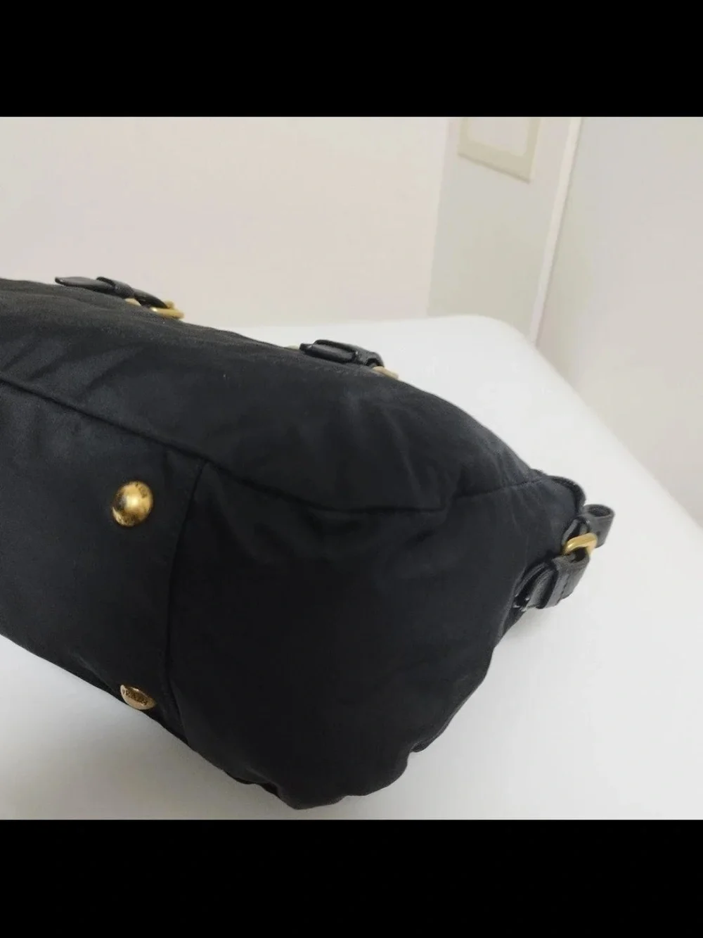 Prada Black Nylon Tote with Leather Accents